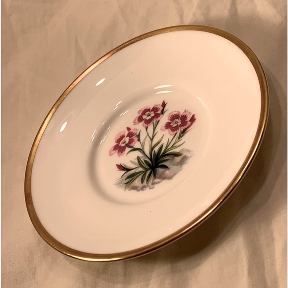 Royal Worcester Gold & White Trinket Dish, Alpine Flowers, Saucer China EASTER - Picture 6 of 7
